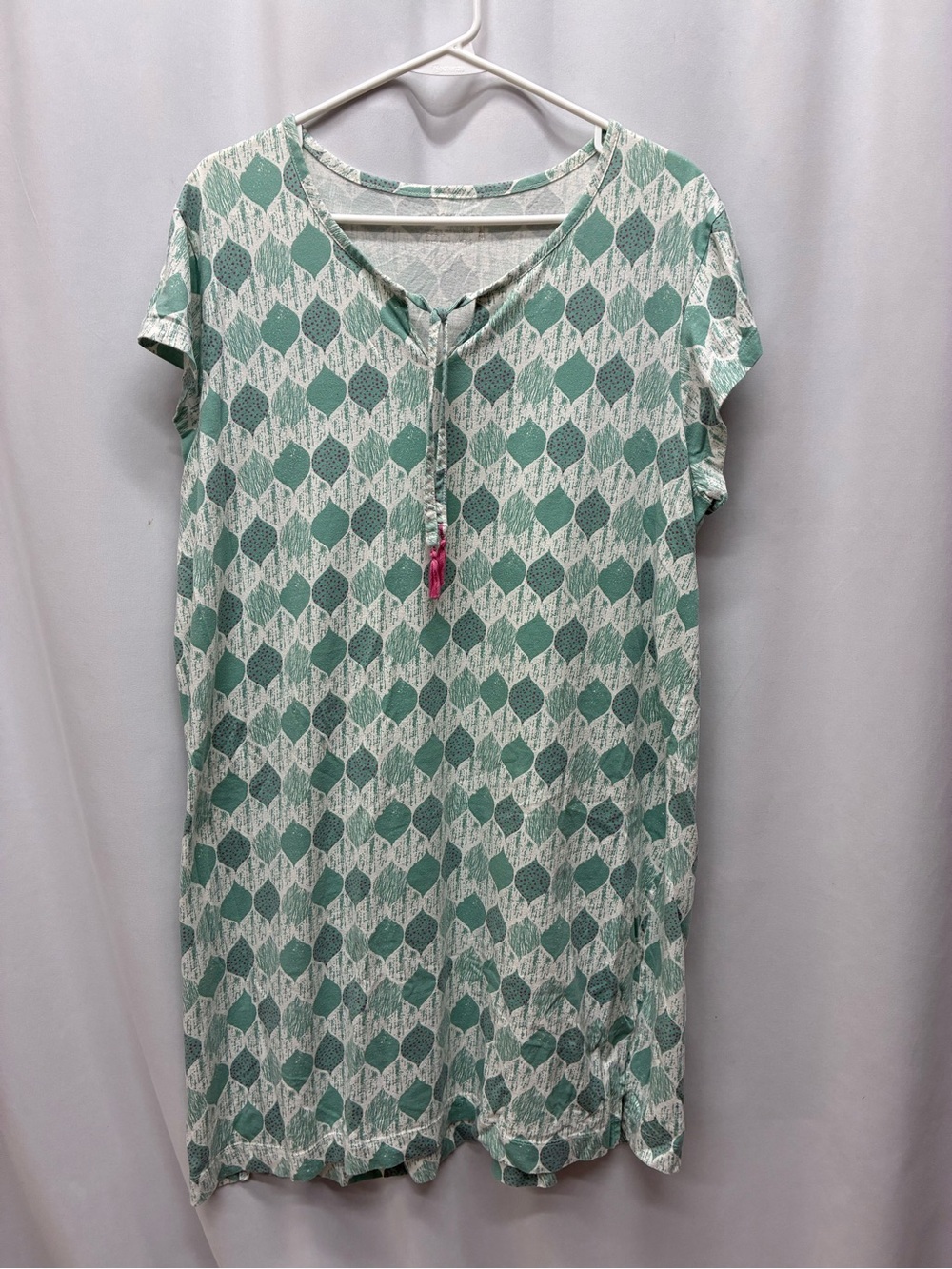 Jockey organic cotton nightgown xl pajamas pjs green pink short sleeve boho
